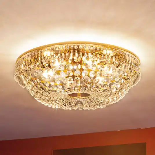 Prezzo Basso Plafoniera cristallo SHERATA circolare, oro 56 cm