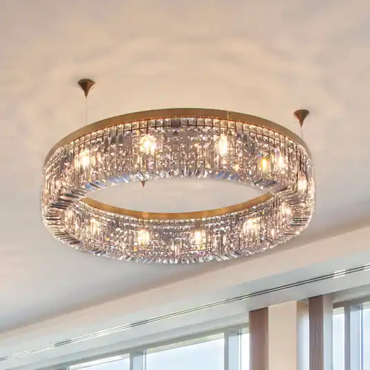 Lampada a sospensione Ring di cristallo 110 cm oro Di Tendenza