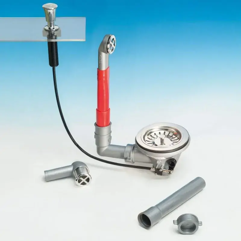 Desagüe CESTA con accionamiento por empuje y rebosadero, versión redonda, conexión Ø1"1/2 Gas LIRA 1755.270 Offerta Speciale
