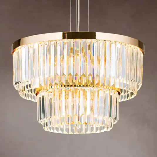 LED a sospensione Prism, rotondo, Ø 55 cm, oro Solo Oggi