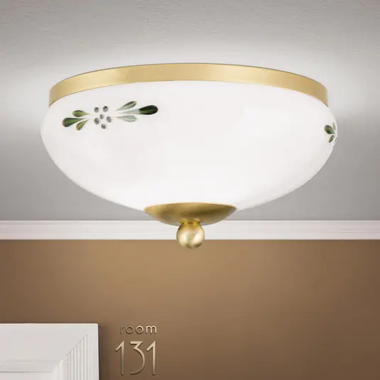 Plafoniera Landhaus ottone opale verde Ø 21 cm Prezzo Di Fabbrica