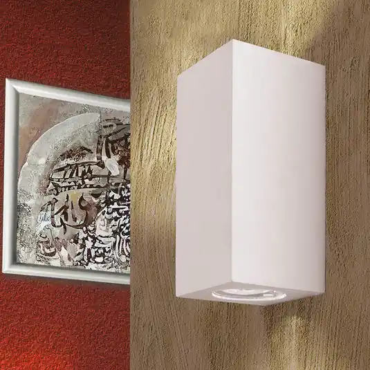 Applique Cube, bianca, altezza 15,5 cm, ceramica, up/down Offerta