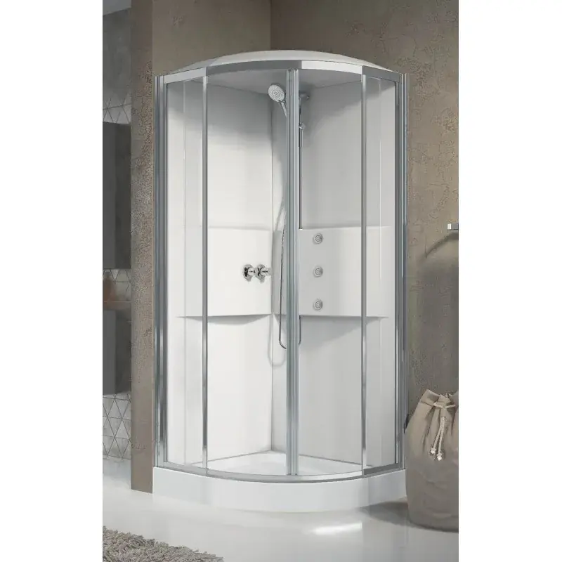Cabina de ducha multifunción semicircular con hidromasaje 90 x 90 2 puertas correderas Novellini Media 2.0 R ME2R90T1F-1AB Solo Oggi
