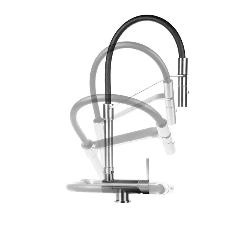 Mezclador de fregadero de cocina Underfinestra color acero pulido Gattoni Rubinetterie 6015065NS Professionale