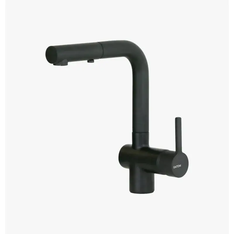 Promozione Esclusiva Mezclador de fregadero con ducha extraíble en negro mate Gattoni Pesci PC0405.NO