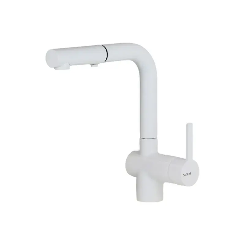 Mezclador de fregadero con ducha extraíble blanco mate Gattoni Pesci PC0405.BO Compra Online