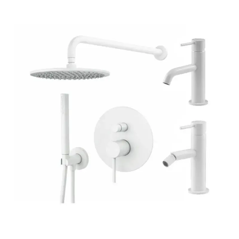 Conjunto mezclador de lavabo, mezclador de bidé y kit de ducha en blanco mate Gattoni Easy KITEASYBO4 Bestseller