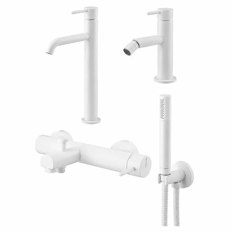 Nuovo Arrivo Conjunto mezclador de lavabo alto, mezclador de bidé y kit de bañera en blanco mate Gattoni Easy KITEASYBO8