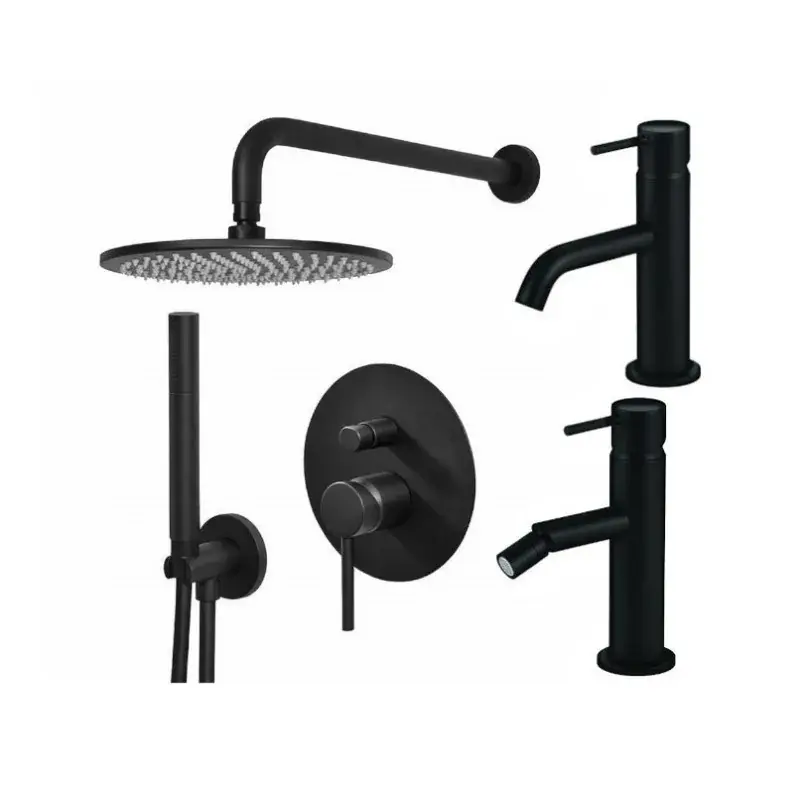 Vendita Finale Conjunto mezclador de lavabo, mezclador de bidé y kit de ducha en negro mate Gattoni Easy KITEASYNO4