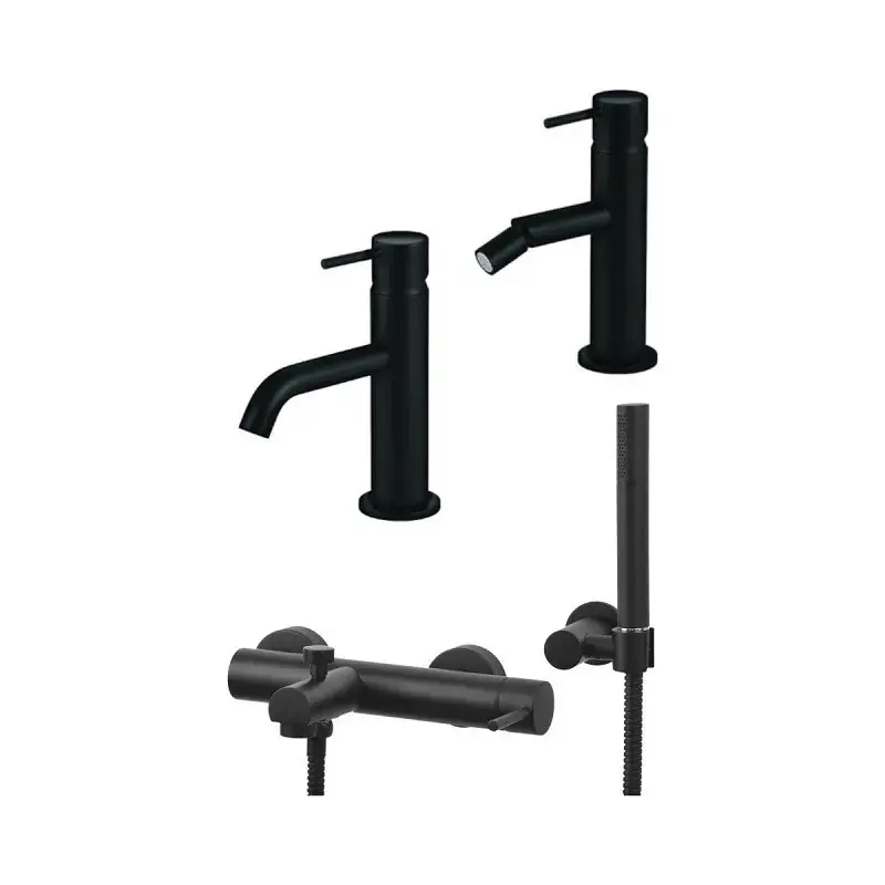 Vendita Finale Conjunto mezclador de lavabo, mezclador de bidé y kit de bañera en negro mate Gattoni Easy KITEASYNO7