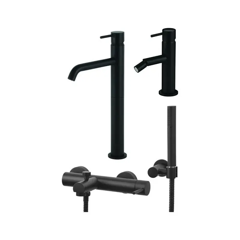 Conjunto mezclador de lavabo alto, mezclador de bidé y kit de bañera en negro mate Gattoni Easy KITEASYNO8 A Buon Prezzo