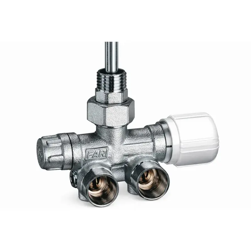 Nuova Collezione Válvula termostática de mono-doble tubo izquierda cromada completa con colilla y tapón FAR 1437