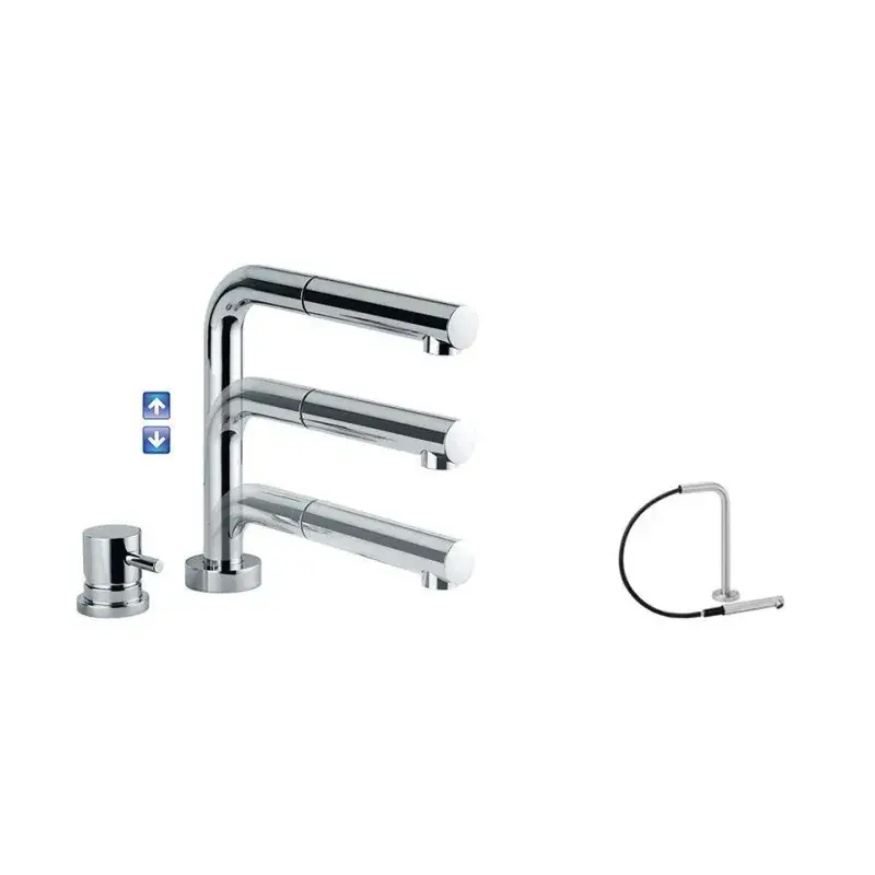 Ultima Occasione Mezclador de fregadero de cocina con ducha extraíble y caño regulable Elka Tip-up 7020_AR