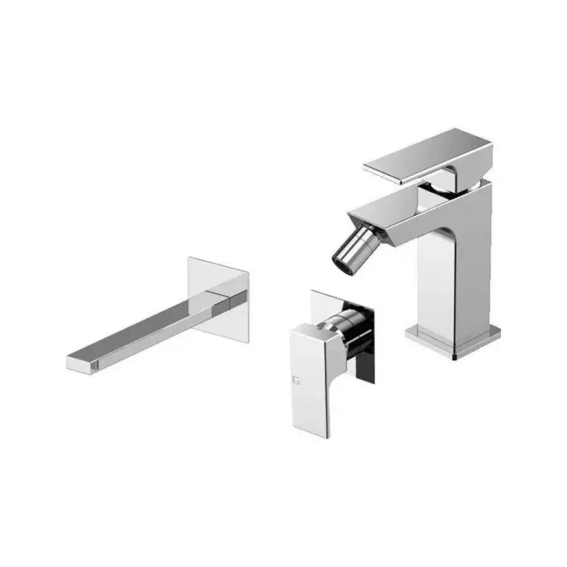 Ordina Subito Juego de mezclador de lavabo y bidé de pared en cromo Gattoni SQUARE KITSQUAREC03
