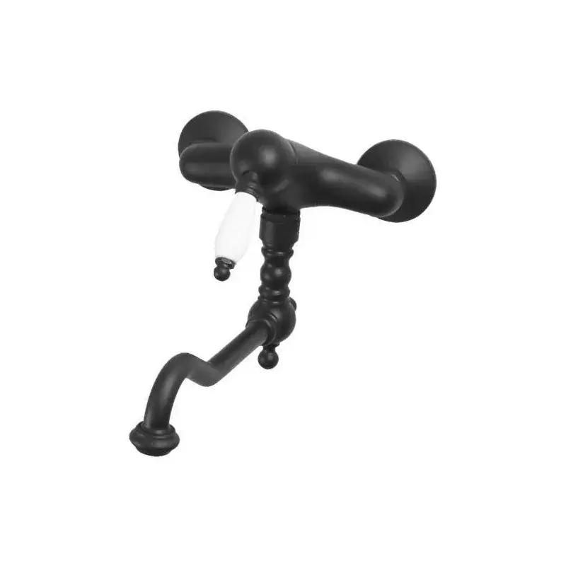 Pagamento Sicuro Mezclador de fregadero de pared con caño regulable negro mate Gattoni Orta Old 2762/27N0.OLD