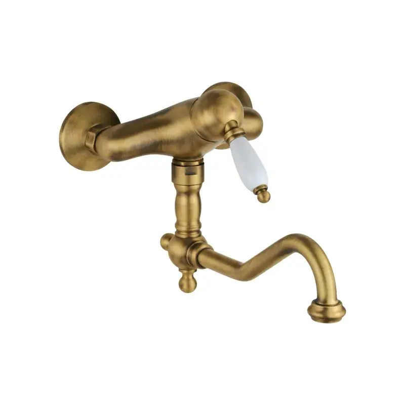 Mezclador monomando para fregadero en color bronce con fijación a pared Gattoni Orta Old 2762/27VB.OLD Non Perdere