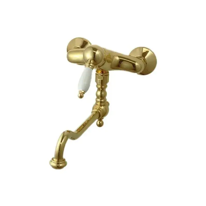 Mezclador monomando para fregadero de pared en color dorado con caño bajo regulable Gattoni Orta Old 2762/27D0.OLD Prezzo Ridotto