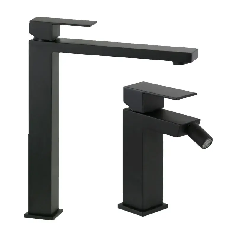 Promozione Esclusiva Conjunto de mezcladores de lavabo y bidé altos en negro mate Ercos Italia R KITITALIAR2NO