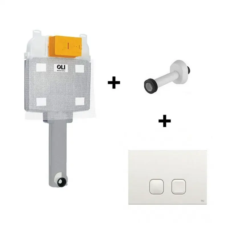 Kit cisterna empotrable para bono de agua del inodoro con placa blanca y manguito Oli Plus KITOLI74BI Affare