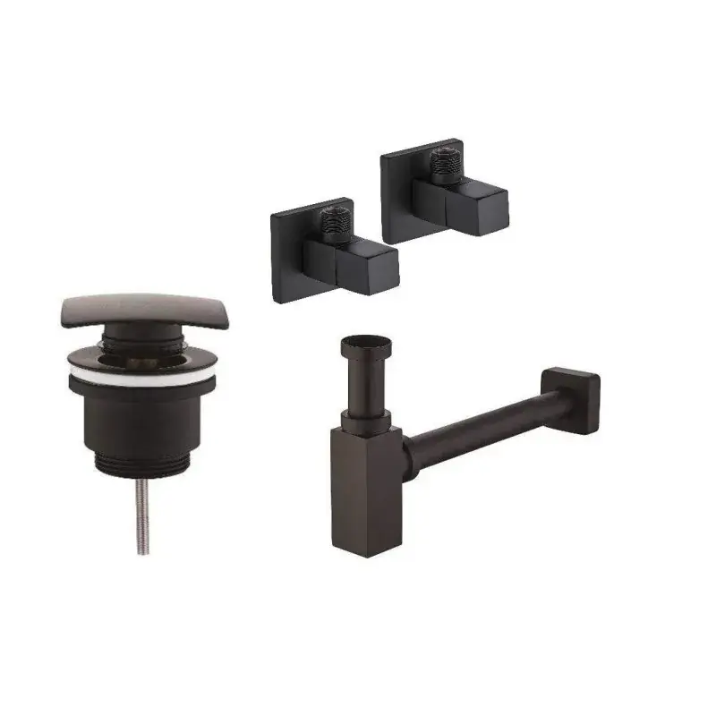 Occasione Imperdibile Kit de fontanería para muebles de baño modelo cuadrado negro mate Piralla KITSCA7