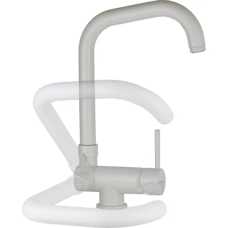 Mezclador monomando para fregadero de cocina blanco mate con caño abatible Gattoni 6014765B0 Novità