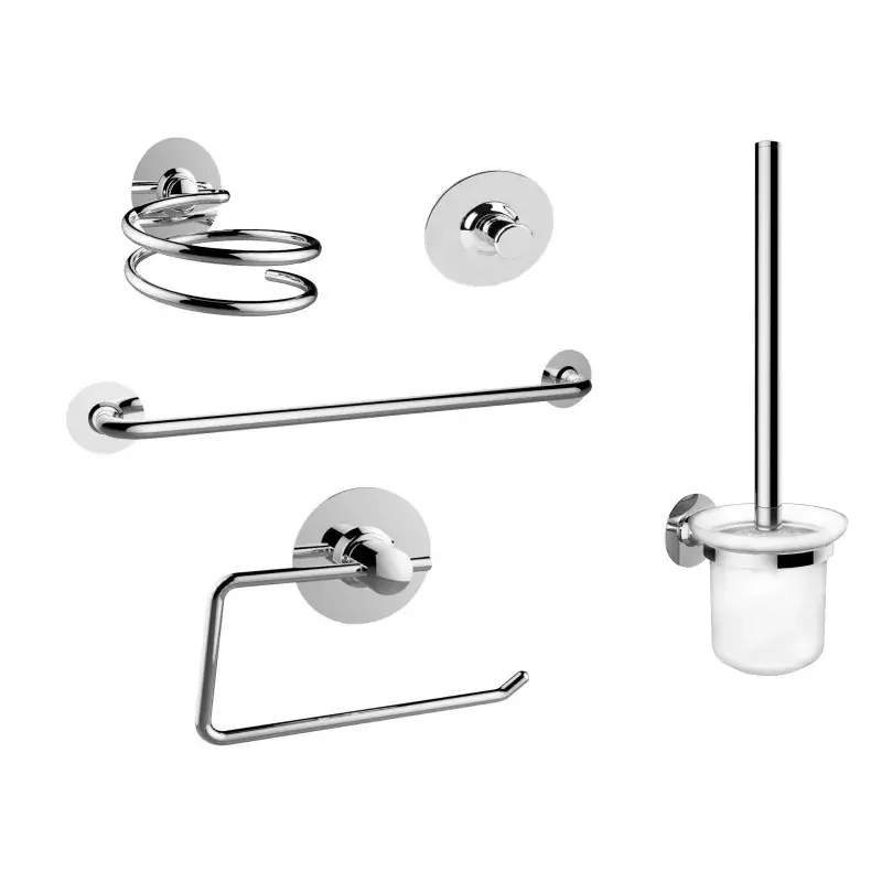 Kit completo de accesorios de baño con fijación adhesiva Tecom KITGIADA1 Consegna Rapida
