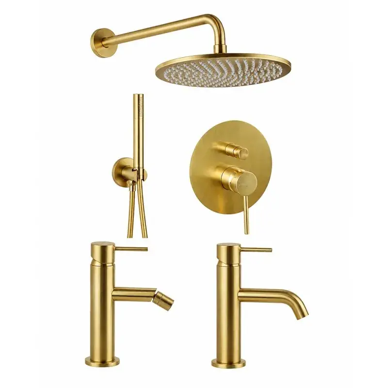 Conjunto de baño completo en color oro cepillado Gattoni Easy KITEASYSG4 Promozione Esclusiva