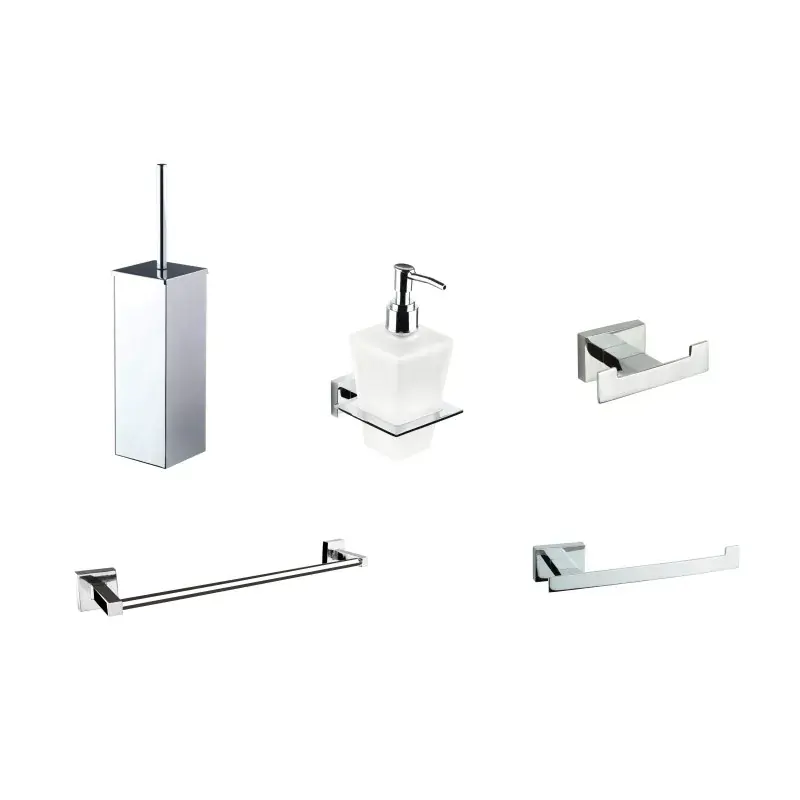 Kit de accesorios de baño en cromo y blanco I Crolla Zurigo KITZURIGO1 Esclusivo