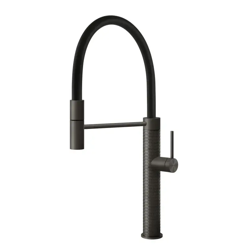 Prezzo Ridotto Gessi Rubinetterie Mezclador de cocina de metal cepillado negroMeccanica 60012-707