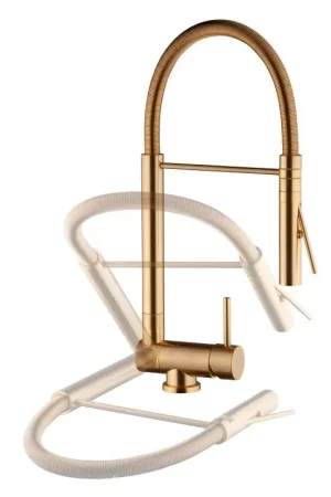 Mezclador de cocina con caño abatible en color oro cepillado Nice 29034M1OS Sconto