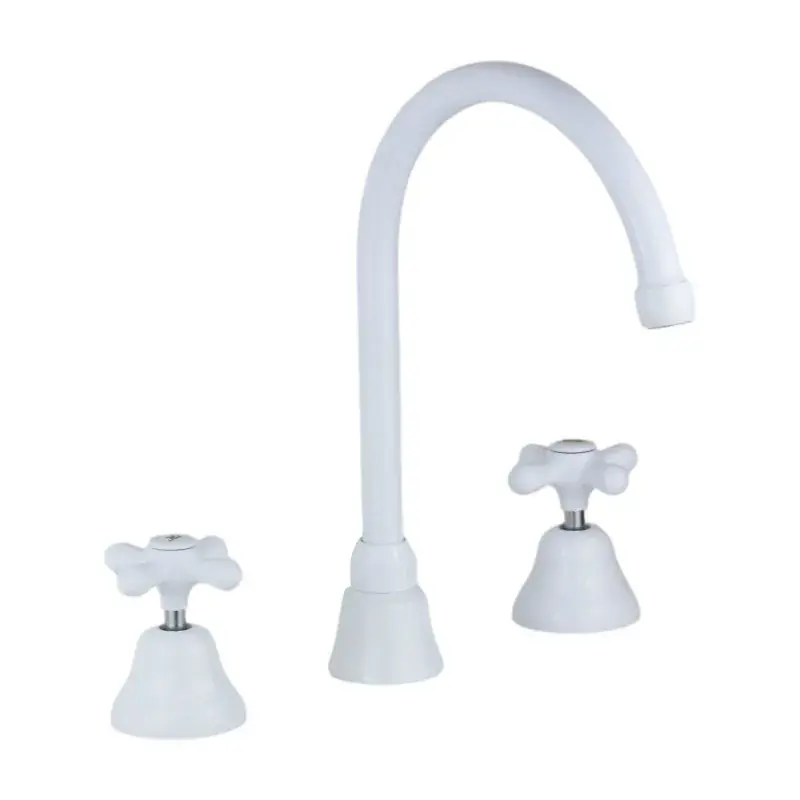 Subito Disponibile Grifo para lavabo de 3 orificios caño alto en color blanco brillo Gattoni Calypso 110935001