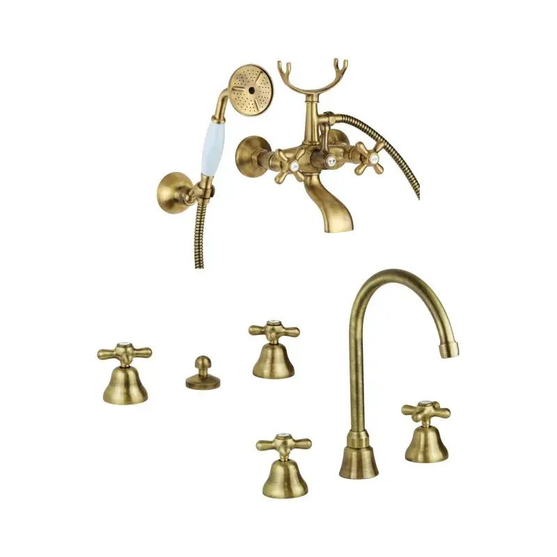 Super Prezzo Conjunto de baño completo con grifo para bañera de tres agujeros en color bronce Gattoni Calypso KITCALY2BR