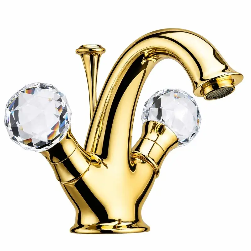 Mezclador de lavabo con tapón de desagüe en acabado dorado Webert Viktoria D700143010 Offerta Lampo