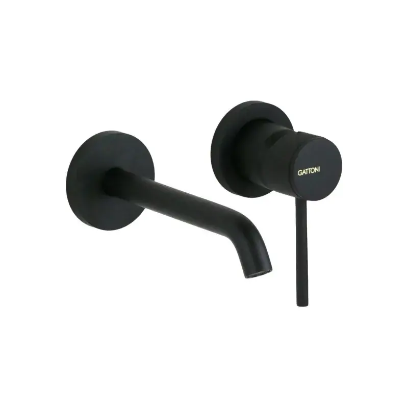 Mezclador de lavabo de palanca de lujo negro mate montado en la pared Gattoni Beta 2437/24NO Esclusivo