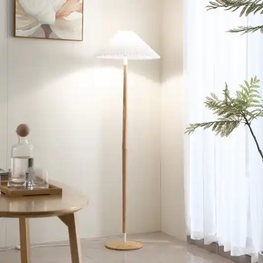 Lucande Ellorin, bianco, legno, Ø 47,5 cm, E27 Compra Oggi Stesso