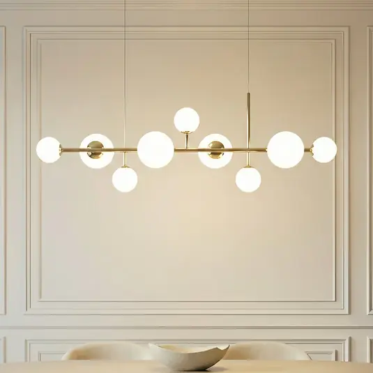 Miglior Prezzo Lampada a sospensione Dione, opalino/oro, a 9 luci