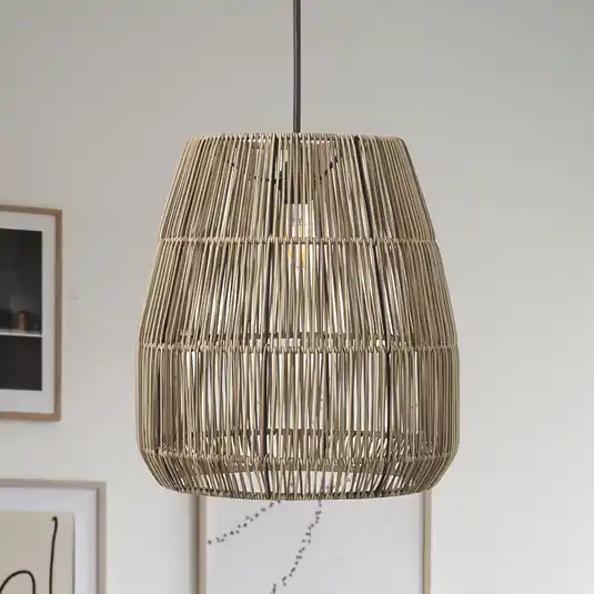PR Home Lampada a sospensione Saigon, effetto rattan, grigio, Ø 38 cm Scelto Dai Clienti