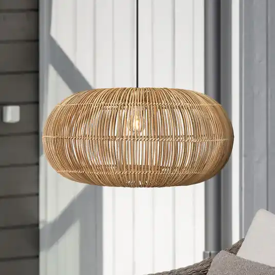 PR Home Zuri lampada a sospensione da esterno, rattan, Ø 61 cm, spina Saldi