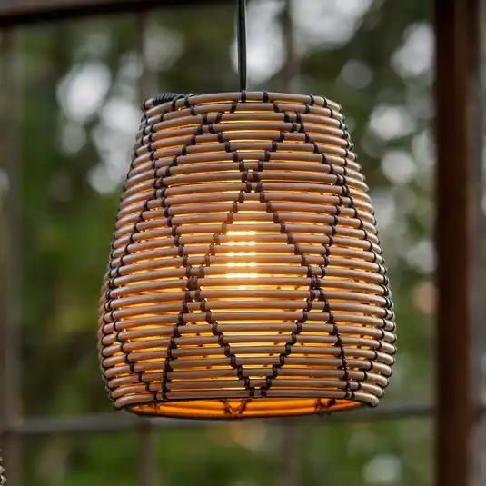 PR Home Lollo lampada a sospensione da esterno, look rattan naturale, Ø 28 Direttamente Dal Produttore