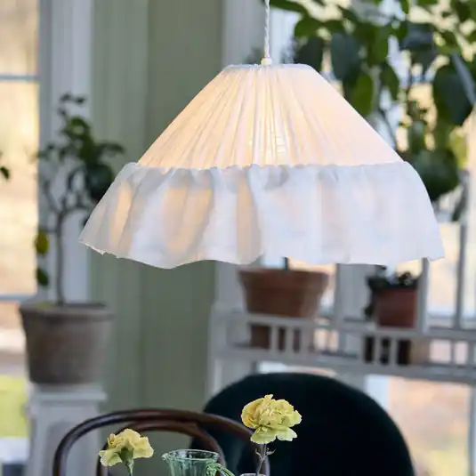 PR Home lampada a sospensione Stina, bianco, paralume in cotone Offerta Limitata