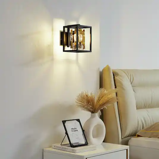 Compra Online Lucande applique Arcan, colore oro/nero, vetro cristallo