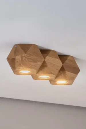 Envostar Peach Puff plafone poliedro legno 3 luci Economico
