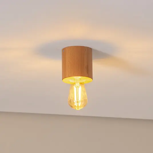 Subito Disponibile Envostar Peach Puff plafoniera, cilindro di legno