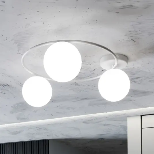 Offerta Lampo Plafoniera Ascella, 3 luci, bianco/opalino
