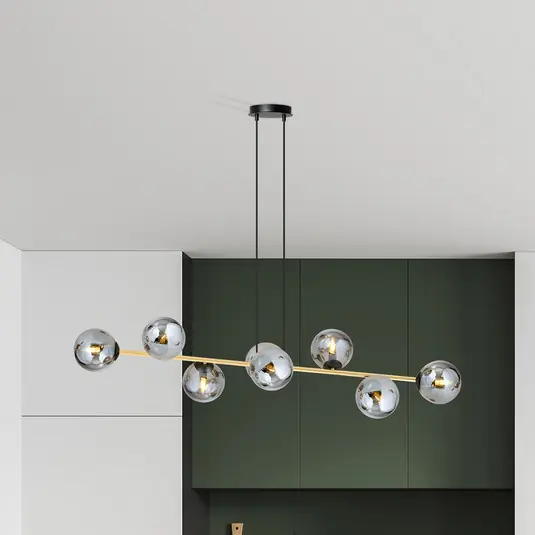 Promozione Lampada a sospensione Glassy, a 8 luci, nero/oro/grafite