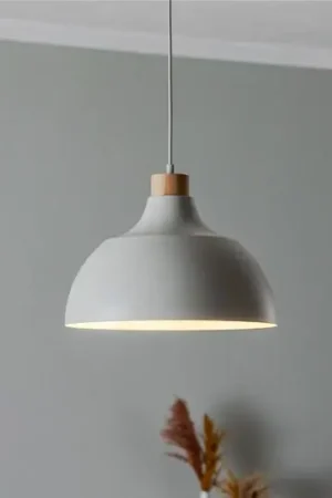 Lampada a sospensione Envostar Kaitt, beige, Ø 34 cm, dettagli in legno Prezzo Di Fabbrica