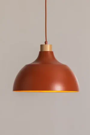 Envostar Lampada a sospensione Kaitt, rosso mattone, Ø 34 cm, dettagli in legno Compra Online