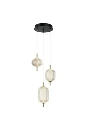 Lampada a sospensione a LED Pellucid, colore bronzo/chiaro, a 3 luci Occasione