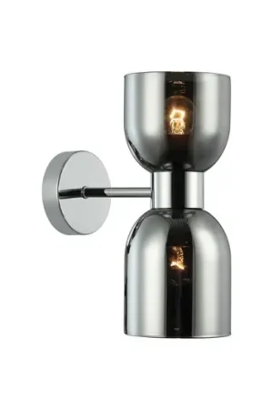Applique Memory, vetro, cromo/grigio fumo, a 2 luci Esclusivo