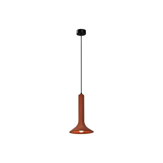 Lampada a sospensione Funnel, cemento, rosso Offerta Lampo
